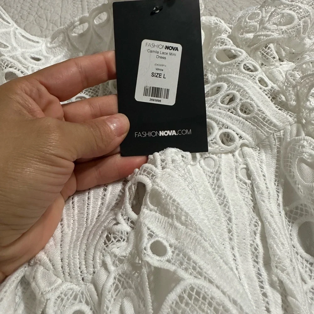 Fashion Nova Cream Ruffled Puff Sleeve Mini Dress - Picture 4 of 4